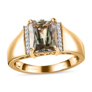 Certified & Appraised Luxoro 14K Yellow Gold AAA Turkizite and I2 Diamond Men's Ring (Size 10.0) 5.35 Grams 3.80 ctw