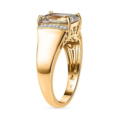 Certified & Appraised Luxoro AAA Turkizite and I2 Diamond 3.80 ctw Men's Ring in 14K Yellow Gold (Size 10.0) 5.35 Grams