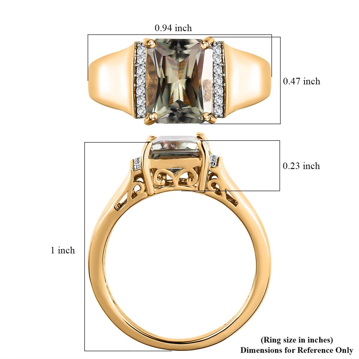 Certified & Appraised Luxoro 14K Yellow Gold AAA Turkizite and I2 Diamond Men's Ring (Size 8.0) 5.35 Grams 3.80 ctw image number 5
