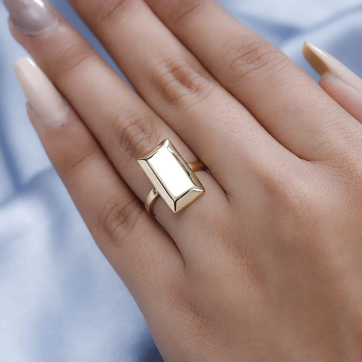 18K Yellow Gold Bar Ring, Yellow Gold Ring, Gold Jewelry For Her 2.30 Grams (Size 10.5) image number 2