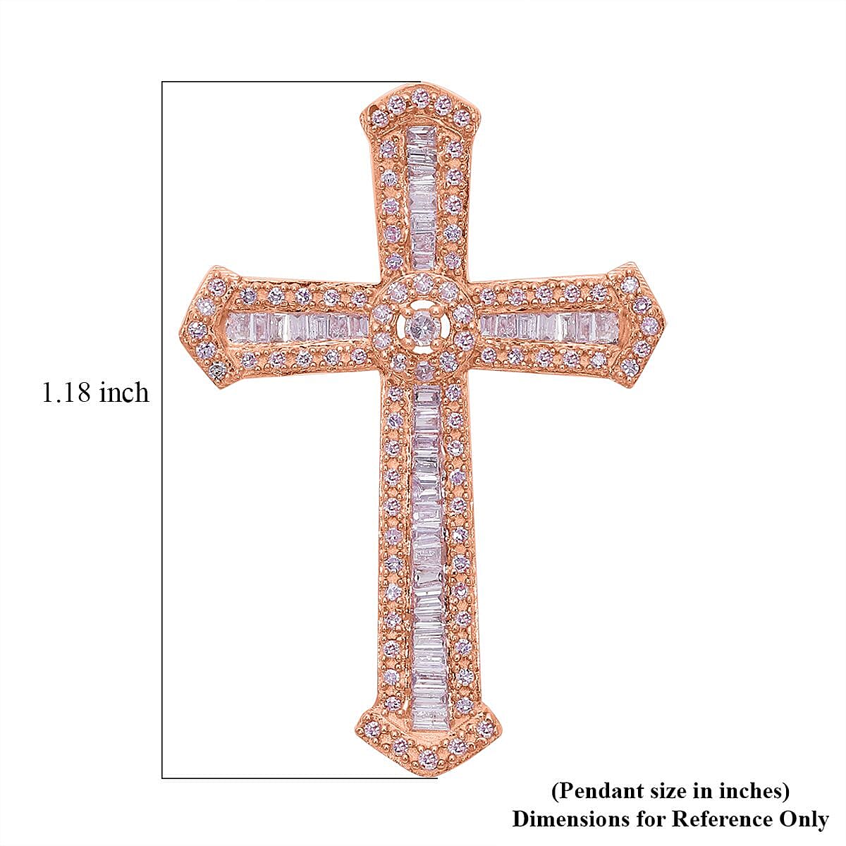 Natural Pink Diamond I3 Cross Pendant without Chain in Vermeil Rose Gold Over Sterling Silver 0.50 ctw image number 5