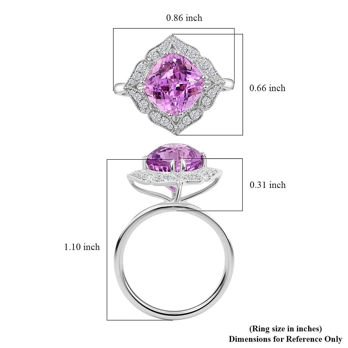Certified & Appraised Rhapsody 950 Platinum AAA Patroke Kunzite and E-F VS Diamond Floral Ring (Size 7.5) 5.90 Grams 4.50 ctw image number 4
