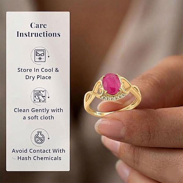 Certified & Appraised Luxoro 14K Yellow Gold AAA Montepuez Ruby and G-H I2 Diamond Ring (Size 8.5) 2.40 ctw