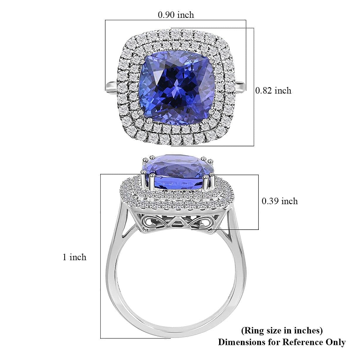 Certified & Appraised Rhapsody 950 Platinum AAAA Tanzanite and E-F VS Diamond Double Halo Ring (Size 6.5) 9.10 Grams 7.75 ctw image number 5