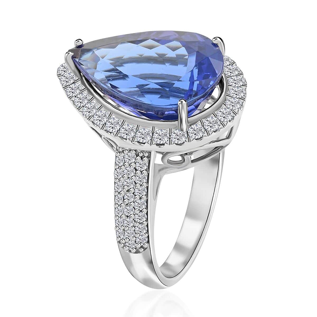 Certified & Appraised Rhapsody 950 Platinum AAAA Tanzanite and E-F VS Diamond Halo Ring (Size 10.5) 9.20 Grams 8.10 ctw image number 3
