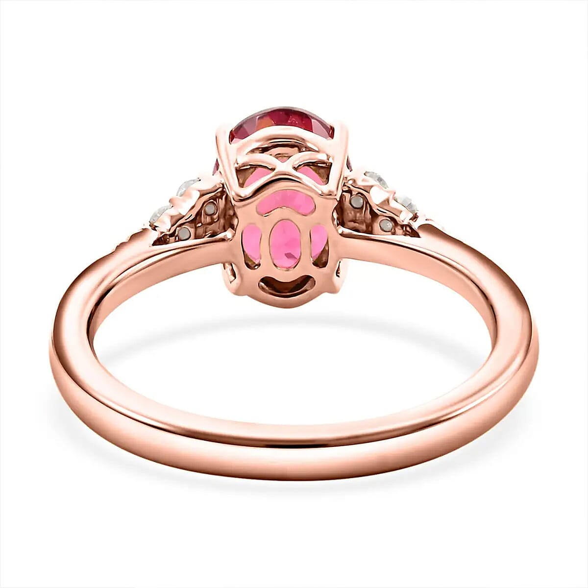 Certified & Appraised Luxoro AAA Ouro Fino Rubellite and G-H I2 Diamond 1.80 ctw Ring in 14K Rose Gold (Size 10.0) image number 8