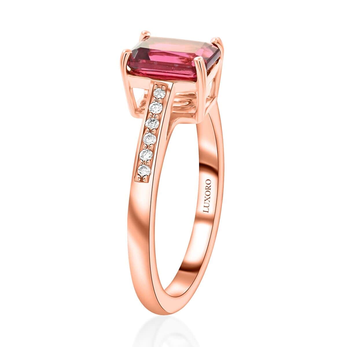 Certified & Appraised Luxoro 14K Rose Gold AAA Ouro Fino Rubellite and G-H I2 Diamond Ring (Size 5.0) 1.50 ctw image number 3