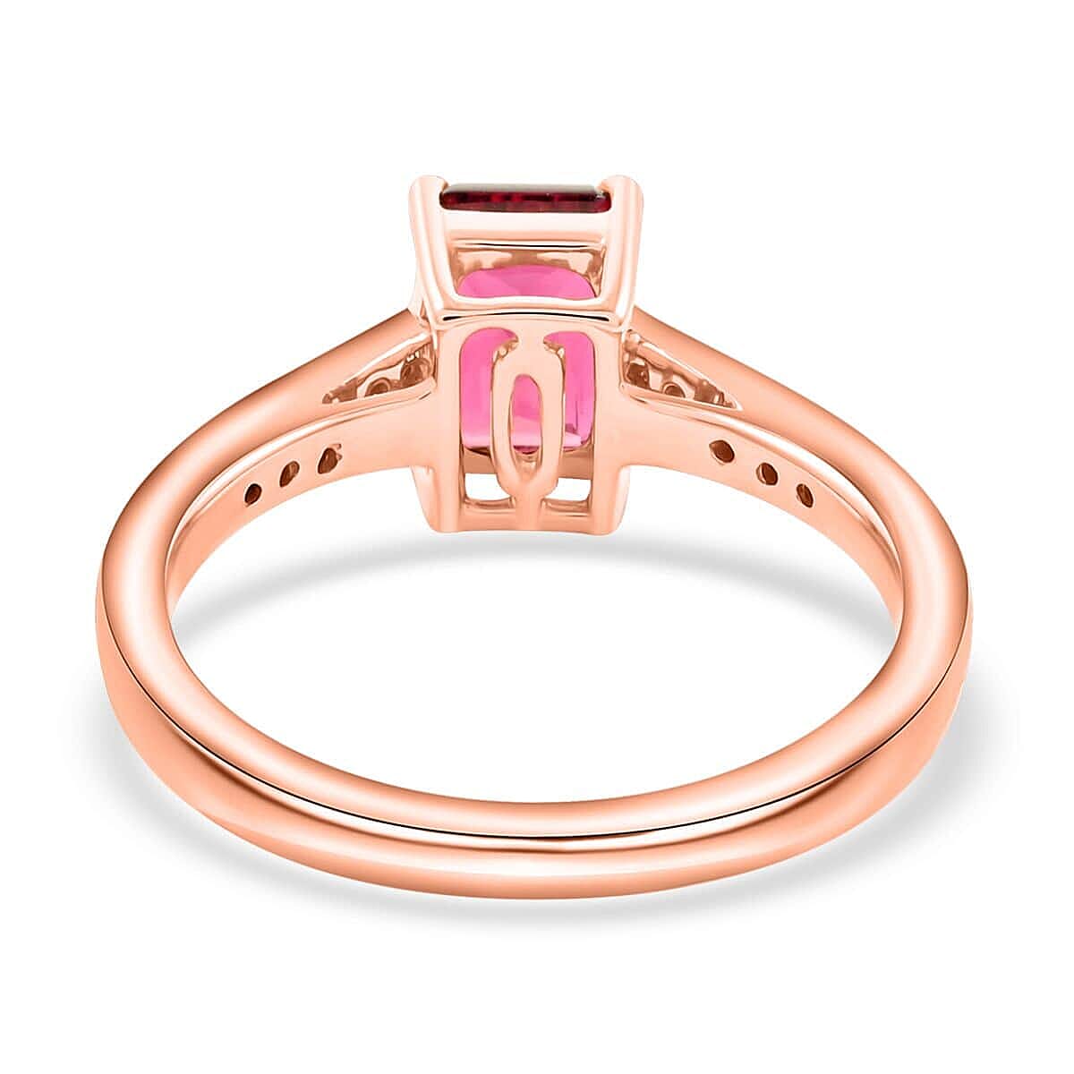 Certified & Appraised Luxoro 14K Rose Gold AAA Ouro Fino Rubellite and G-H I2 Diamond Ring (Size 8.5) 1.50 ctw image number 4