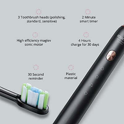 Closeout Soocas Electric Toothbrush with 3 Replacement Heads - Black