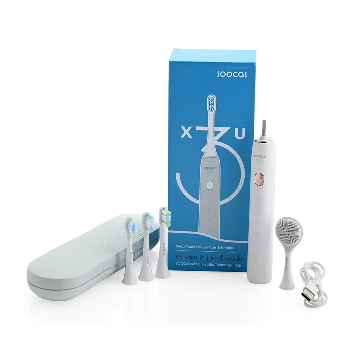 Closeout Soocas Electric Toothbrush with 3 Replacement Heads - White image number 0