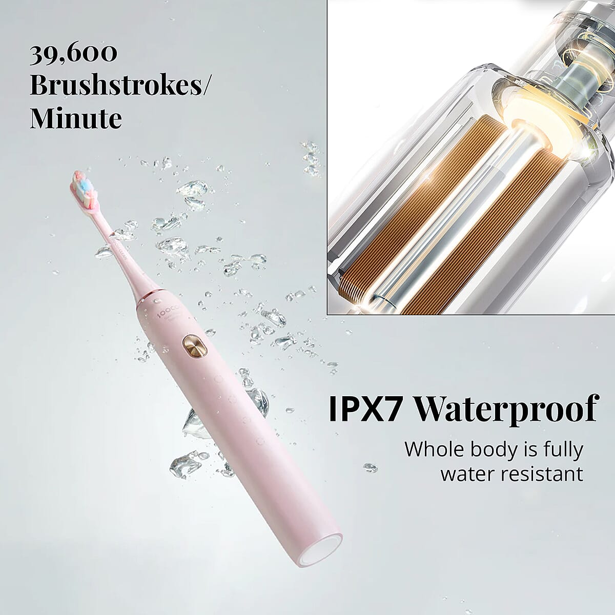 Closeout Soocas Electric Toothbrush with 3 Replacement Heads - Pink image number 4