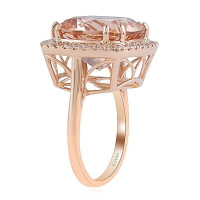 Certified and Appraised Iliana 18K Rose Gold AAA Marropino Morganite and G-H SI Diamond Ring (Size 10.5) 6 Grams 10.85 ctw