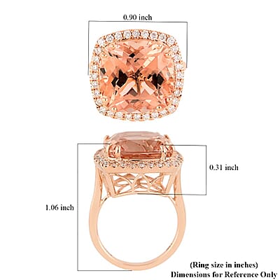 Certified and Appraised Iliana 18K Rose Gold AAA Marropino Morganite and G-H SI Diamond Ring (Size 10.5) 6 Grams 10.85 ctw