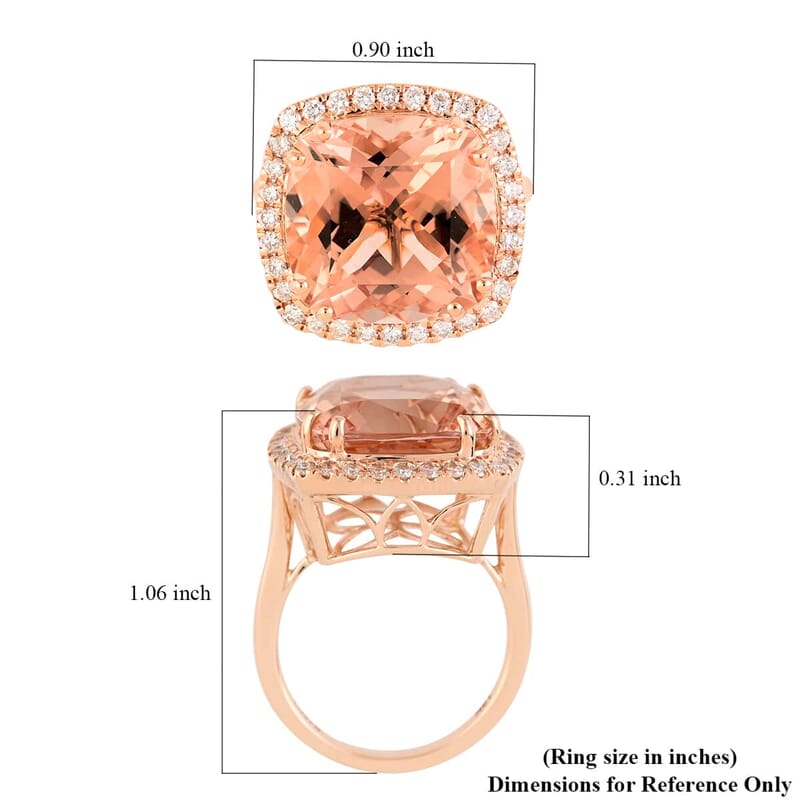 Certified and Appraised Iliana 18K Rose Gold AAA Marropino Morganite and G-H SI Diamond Ring (Size 10.5) 6 Grams 10.85 ctw