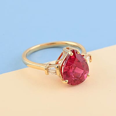 Certified and Appraised Iliana 18K Yellow Gold AAA Ouro Fino Rubellite and G-H SI Diamond Ring (Size 10.0) 3.50 Grams 3.70 ctw