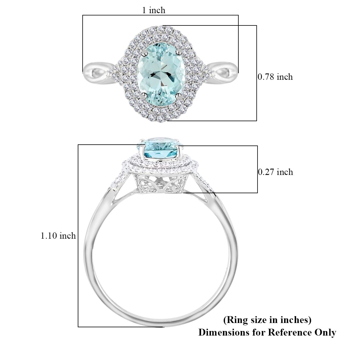 Iliana AAA Santa Maria Aquamarine and G-H SI Diamond 2.20 ctw Double Halo Ring in 18K White Gold (Size 7.5) image number 5