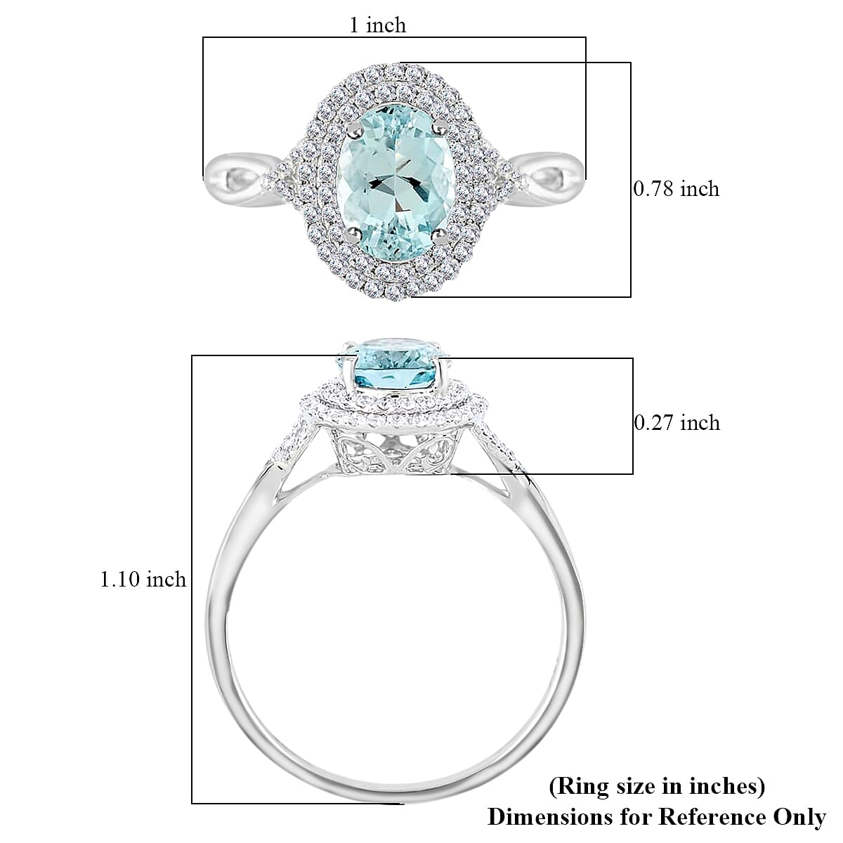 Iliana AAA Santa Maria Aquamarine and G-H SI Diamond 2.20 ctw Double Halo Ring in 18K White Gold (Size 8.5) image number 5
