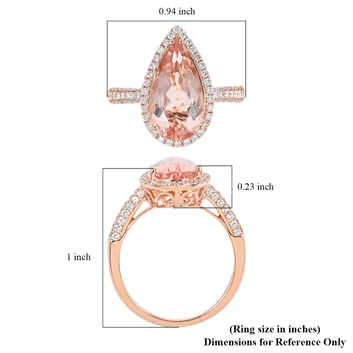 Certified and Appraised Iliana 18K Rose Gold AAA Marropino Morganite and G-H SI Diamond Halo Ring (Size 10.5) 4.66 Grams 3.90 ctw image number 5