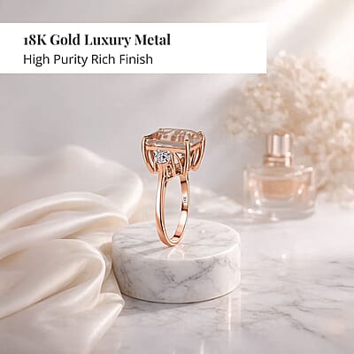 Certified and Appraised Iliana 18K Rose Gold AAA Marropino Morganite and G-H SI Diamond Halo Ring (Size 11.0) 4.66 Grams 3.90 ctw