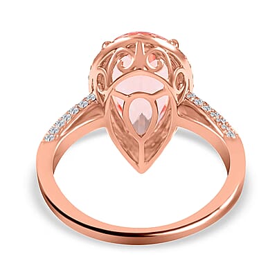 Certified and Appraised Iliana 18K Rose Gold AAA Marropino Morganite and G-H SI Diamond Halo Ring (Size 5.0) 4.66 Grams 3.90 ctw