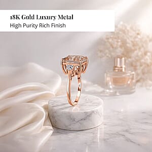 Certified and Appraised Iliana 18K Rose Gold AAA Marropino Morganite and G-H SI Diamond Halo Ring (Size 9.5) 4.66 Grams 3.90 ctw