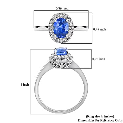 Certified & Appraised Iliana 18K White Gold AAA Royal Ceylon Sapphire and G-H SI Diamond Double Halo Ring (Size 10.5) 1.25 ctw