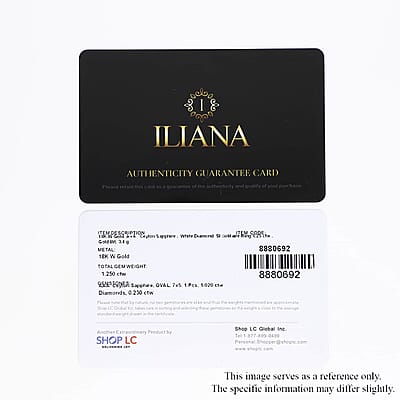 Certified & Appraised Iliana 18K White Gold AAA Royal Ceylon Sapphire and G-H SI Diamond Double Halo Ring (Size 10.5) 1.25 ctw