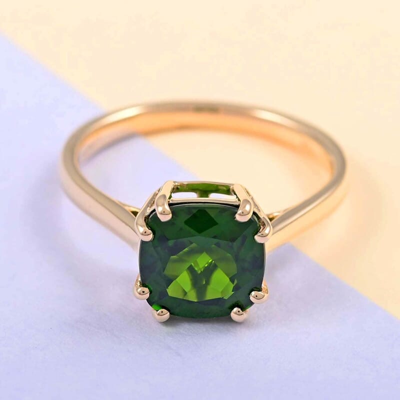 Certified & Appraised Luxoro 10K Yellow Gold AAA Chrome Diopside Solitaire Ring (Size 10.5) 2.30 ctw