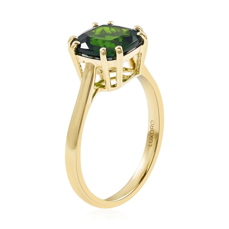 Certified & Appraised Luxoro 10K Yellow Gold AAA Chrome Diopside Solitaire Ring (Size 10.5) 2.30 ctw