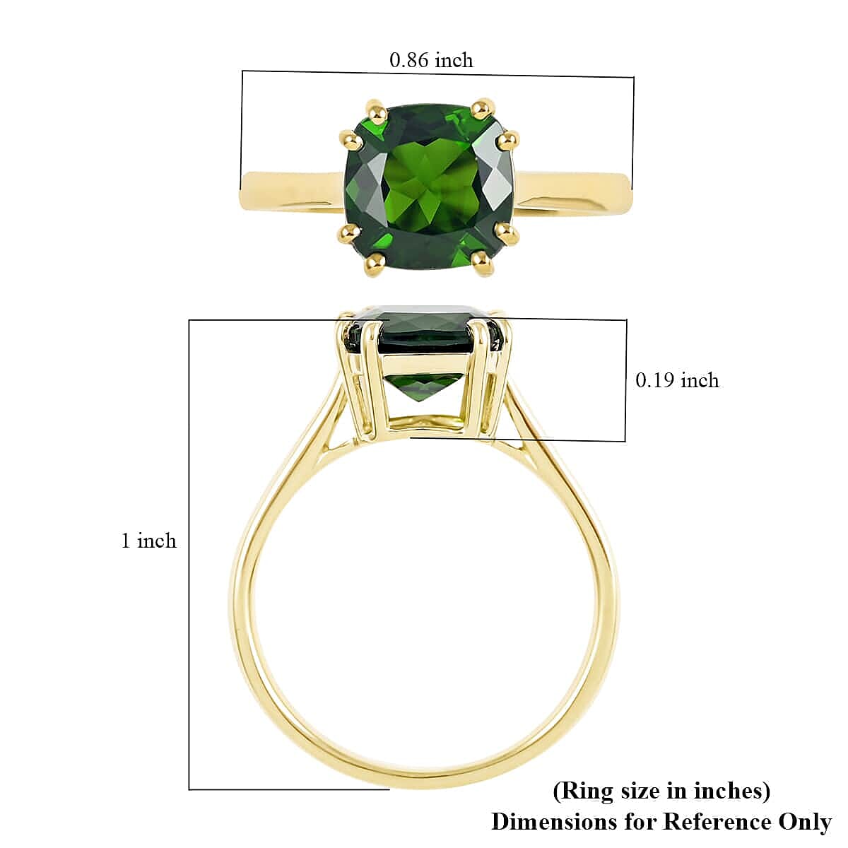 Certified & Appraised Luxoro 10K Yellow Gold AAA Chrome Diopside Solitaire Ring (Size 10.5) 2.30 ctw
