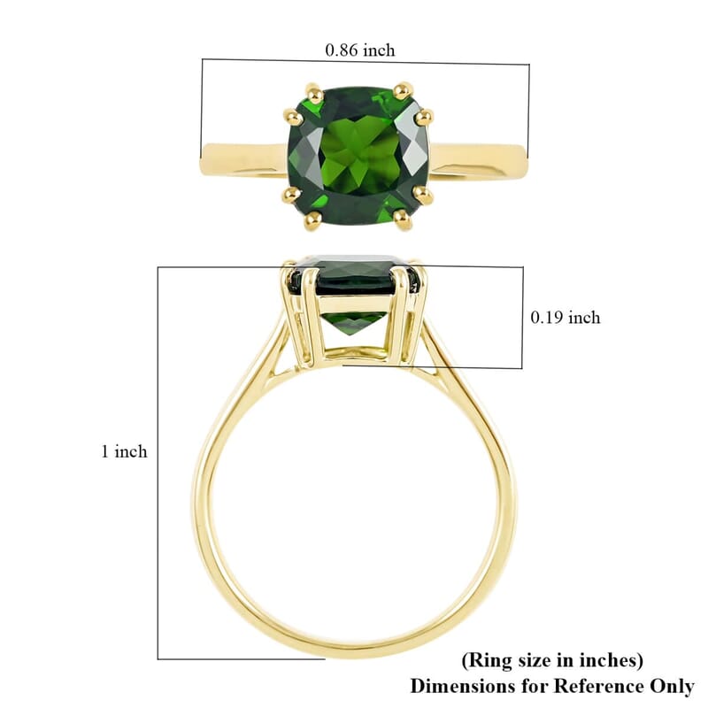Certified & Appraised Luxoro 10K Yellow Gold AAA Chrome Diopside Solitaire Ring (Size 10.5) 2.30 ctw