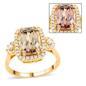 Certified & Appraised Iliana 18K Yellow Gold AAA Turkizite and G-H SI Diamond Halo Ring (Size 8.5) 4.15 Grams 3.25 ctw