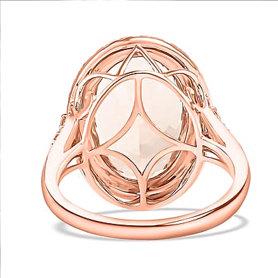 Certified & Appraised Iliana 18K Rose Gold AAA Marropino Morganite and G-H SI Diamond Halo Ring (Size 5.0) 6.60 Grams 12.70 ctw