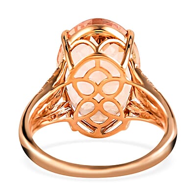 Certified and Appraised Iliana 18K Rose Gold AAA Marropino Morganite and G-H SI Diamond Ring (Size 10.5) 6.40 Grams 12.40 ctw