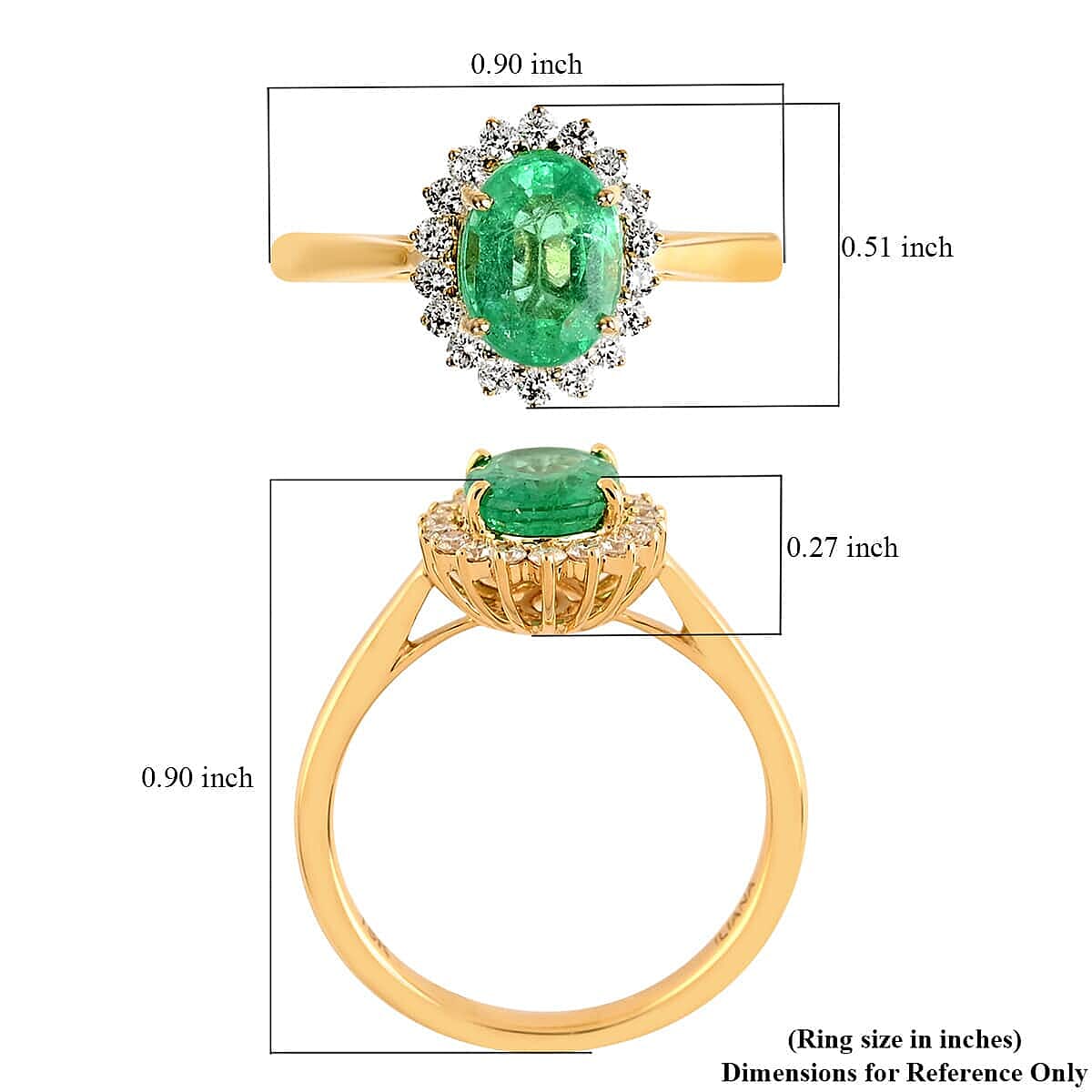 Certified & Appraised AAA Ethiopian Emerald and G-H SI Diamond 1.45 ctw Halo Ring in 18K Yellow Gold (Size 10.5)