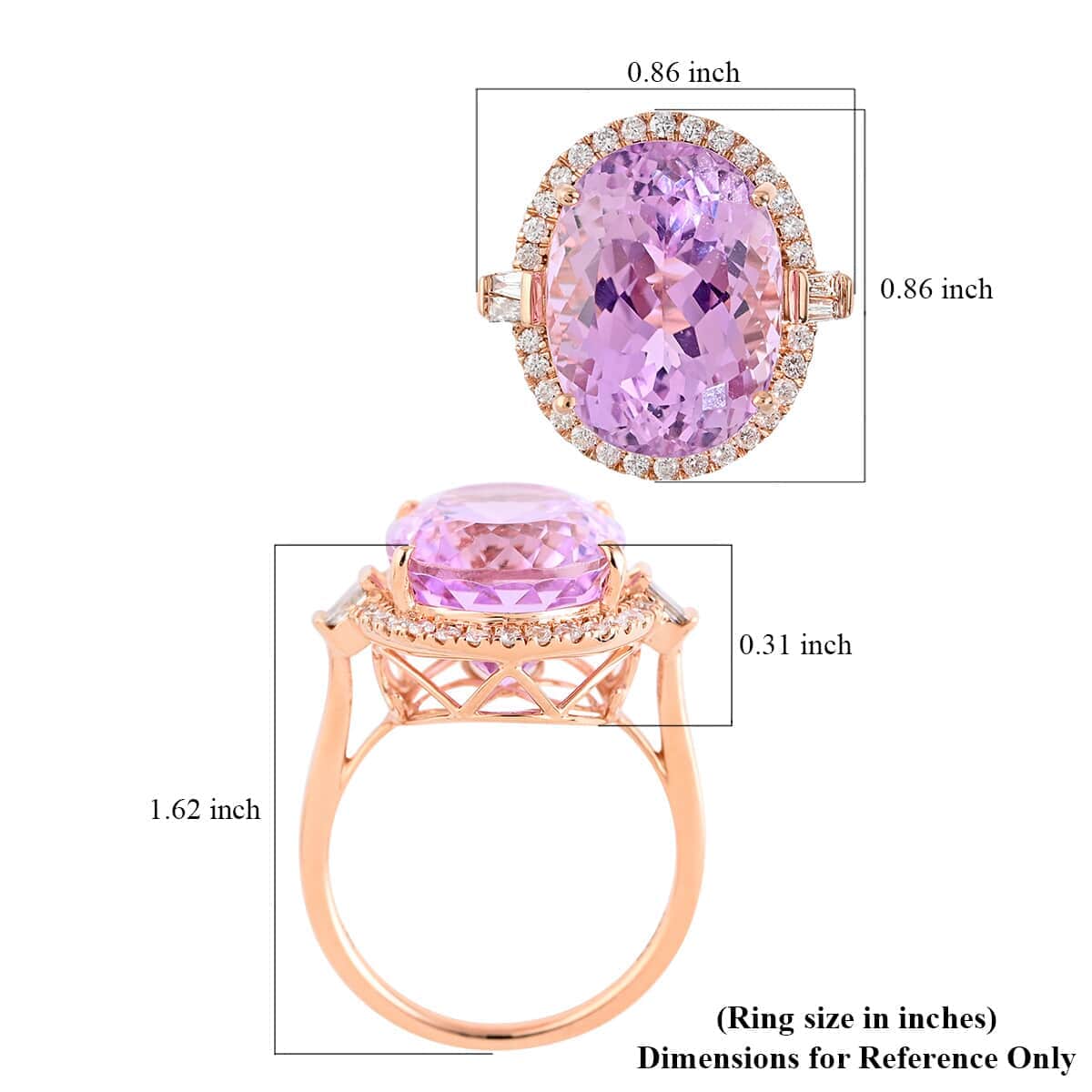 Certified and Appraised Iliana 18K Rose Gold AAA Patroke Kunzite and G-H SI Diamond Halo Ring (Size 9.5) 5.40 Grams 12.80 ctw image number 5