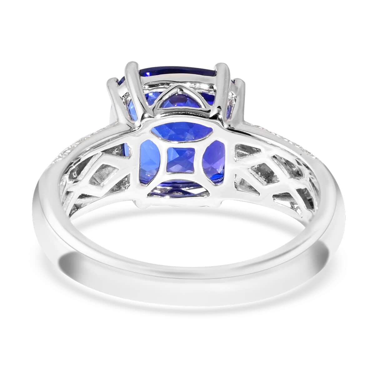 Certified & Appraised Rhapsody 950 Platinum AAAA Tanzanite and E-F VS Diamond Ring (Size 6.0) 8.80 Grams 5.30 ctw image number 4