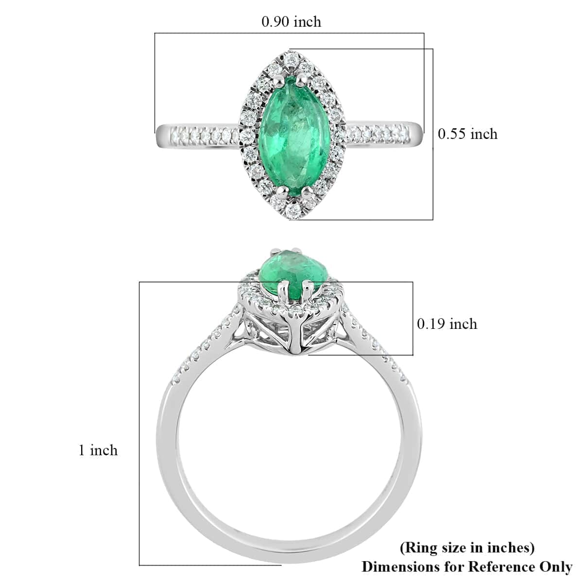 Certified & Appraised RHAPSODY 950 Platinum AAAA Boyaca Colombian Emerald and E-F VS Diamond Halo Ring 4.90 Grams 1.10 ctw image number 5