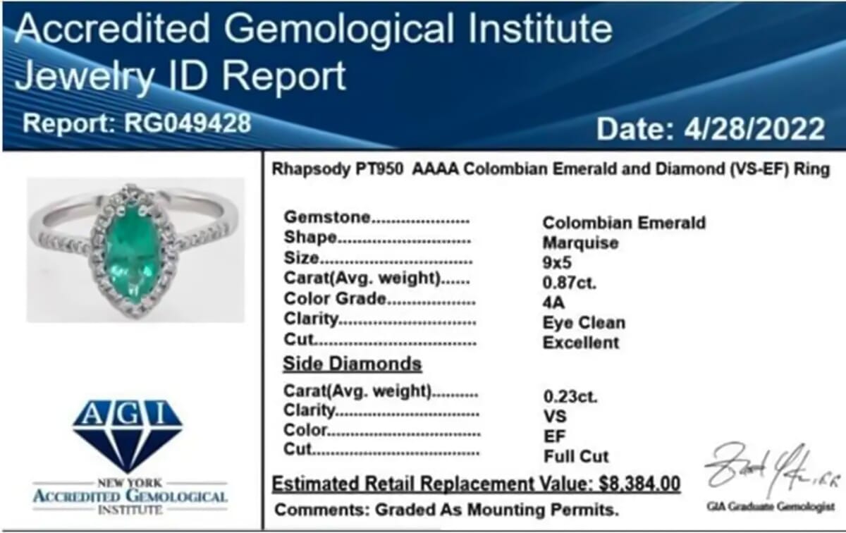 One Of A Kind Certified & Appraised Rhapsody AAAA Boyaca Colombian Emerald and E-F VS Diamond 1.10 ctw Halo Ring in 950 Platinum (Size 6.5) 4.90 Grams image number 7