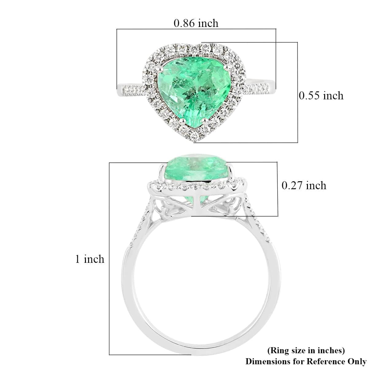 Certified & Appraised Rhapsody 950 Platinum AAAA Boyaca Colombian Emerald and E-F VS Diamond Heart Halo Ring (Size 9.0) 4.30 Grams 2.25 ctw image number 5