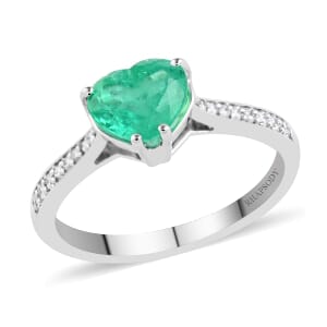 Certified & Appraised Rhapsody 950 Platinum AAAA Boyaca Colombian Emerald and E-F VS Diamond Ring (Size 6.5) 1.50 ctw