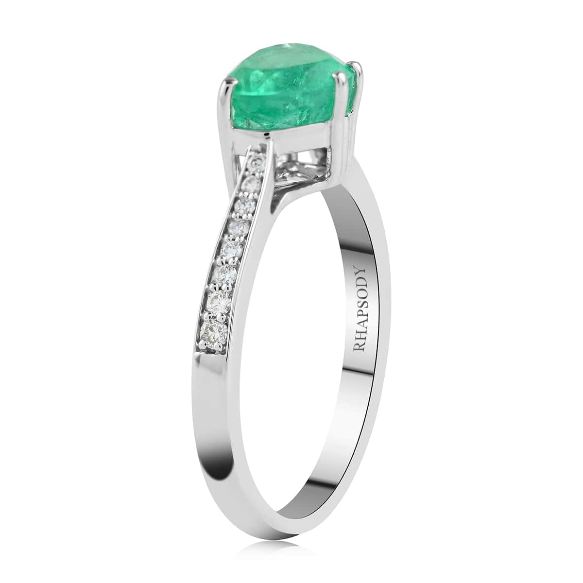 Certified & Appraised Rhapsody 950 Platinum AAAA Boyaca Colombian Emerald and E-F VS Diamond Ring (Size 6.5) 1.50 ctw image number 3