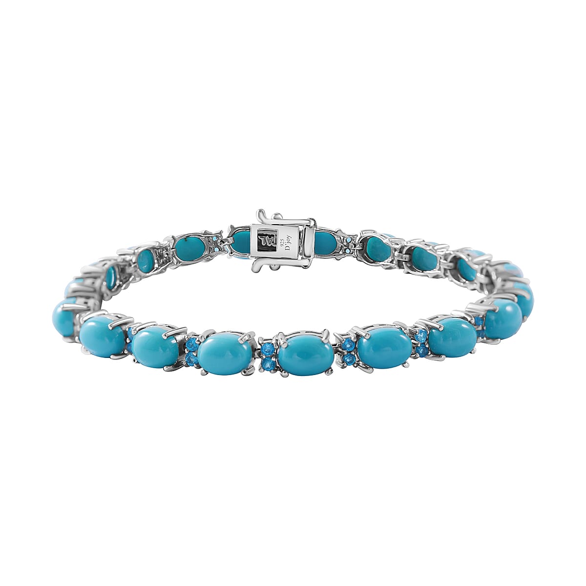 Sleeping Beauty Turquoise, Malgache Neon Apatite Bracelet in Platinum Over Sterling Silver (7.25 In) 16.40 ctw image number 0