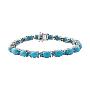 Sleeping Beauty Turquoise, Malgache Neon Apatite Bracelet in Platinum Over Sterling Silver (7.25 In) 16.40 ctw