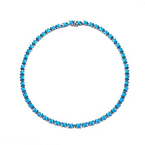 Sleeping Beauty Turquoise and Malgache Neon Apatite Necklace 18 Inches in Platinum Over Sterling Silver 39.00 ctw