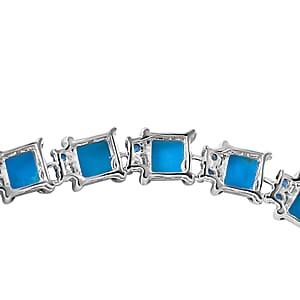 Sleeping Beauty Turquoise and Malgache Neon Apatite Necklace 18 Inches in Platinum Over Sterling Silver 39.00 ctw