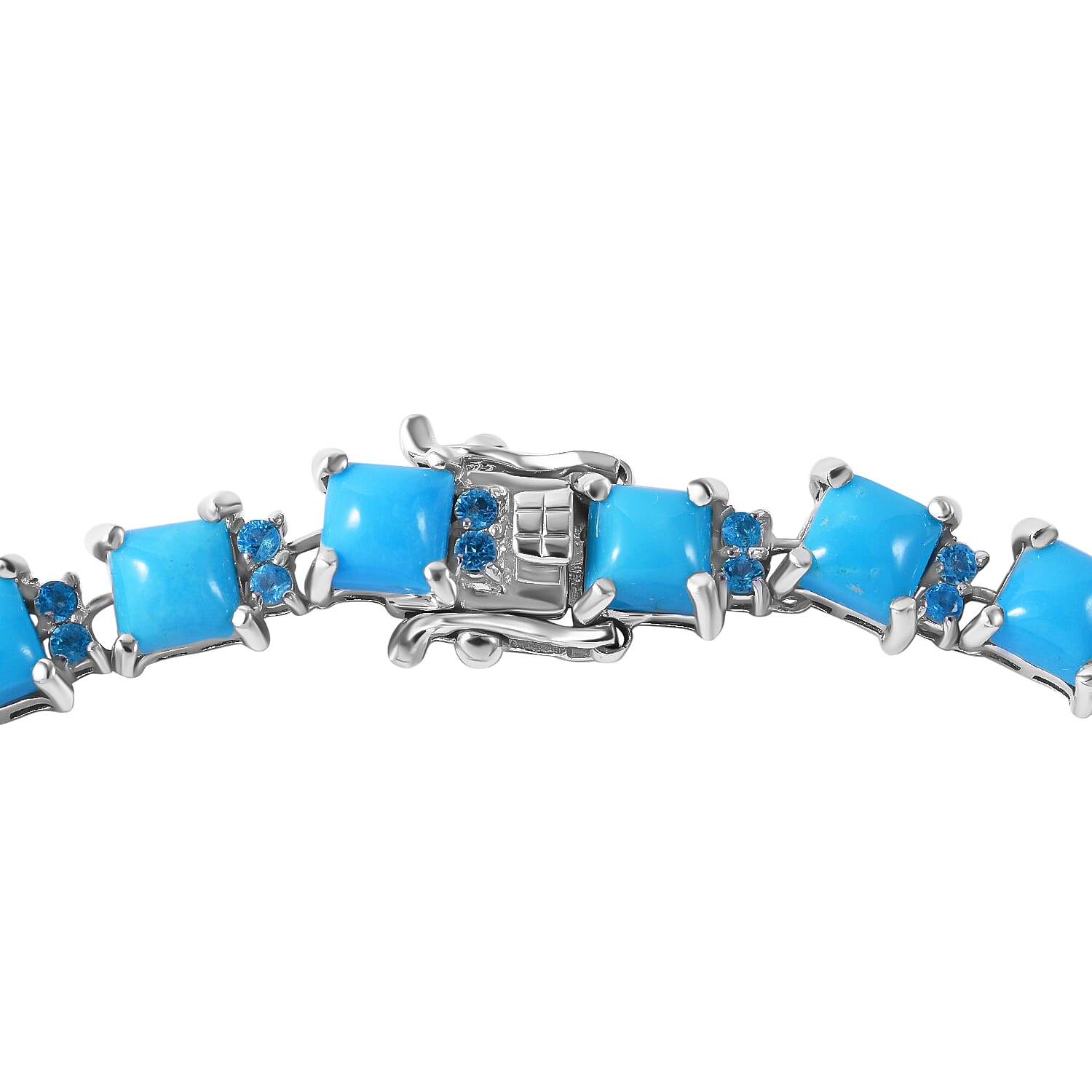 Sleeping Beauty Turquoise and Malgache Neon Apatite Necklace 18 Inches in Platinum Over Sterling Silver 39.00 ctw
