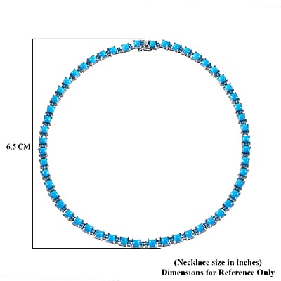 Sleeping Beauty Turquoise and Malgache Neon Apatite Necklace 18 Inches in Platinum Over Sterling Silver 39.00 ctw