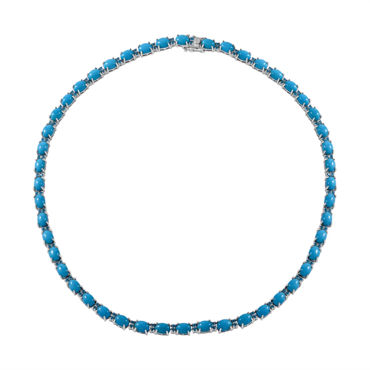 Sleeping Beauty Turquoise and Malgache Neon Apatite Necklace 18 Inches in Platinum Over Sterling Silver 41.70 ctw image number 0