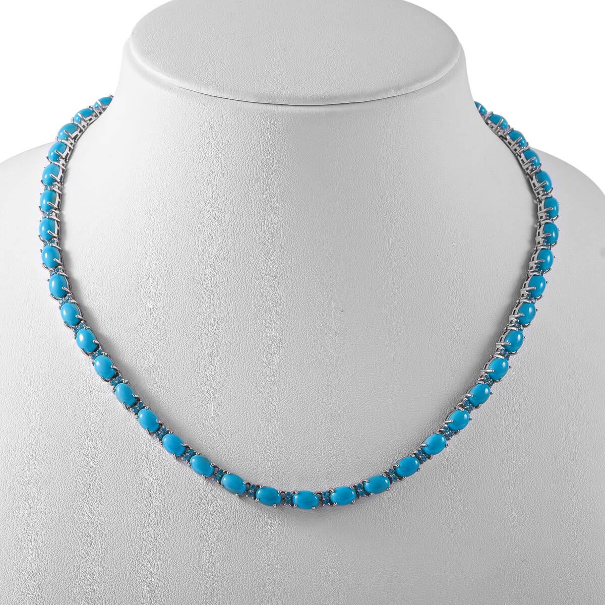 Sleeping Beauty Turquoise and Malgache Neon Apatite Necklace 18 Inches in Platinum Over Sterling Silver 41.70 ctw image number 1